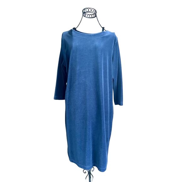 LL Bean Blue velvet Feel dress size M - Picture 1 of 7